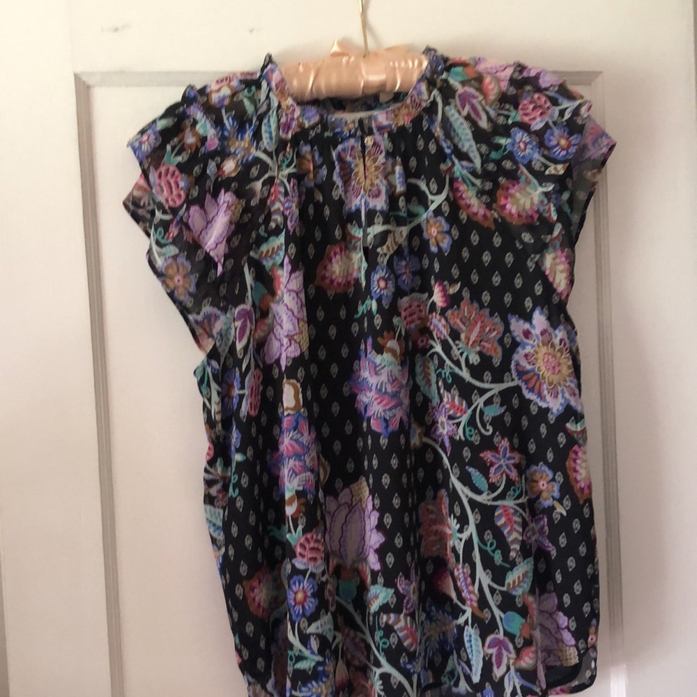LOFT Black Floral Blouse
